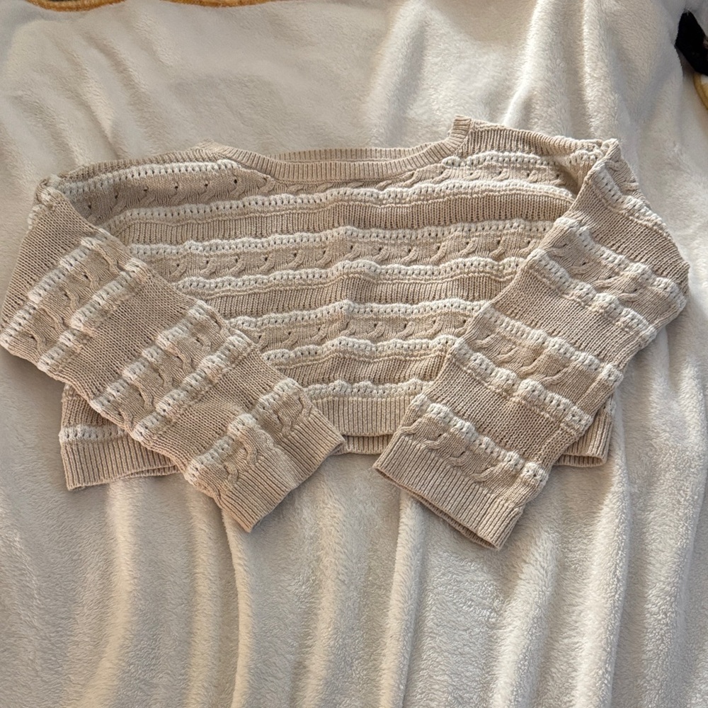 Hollister Cream Off-the-Shoulder Sweater